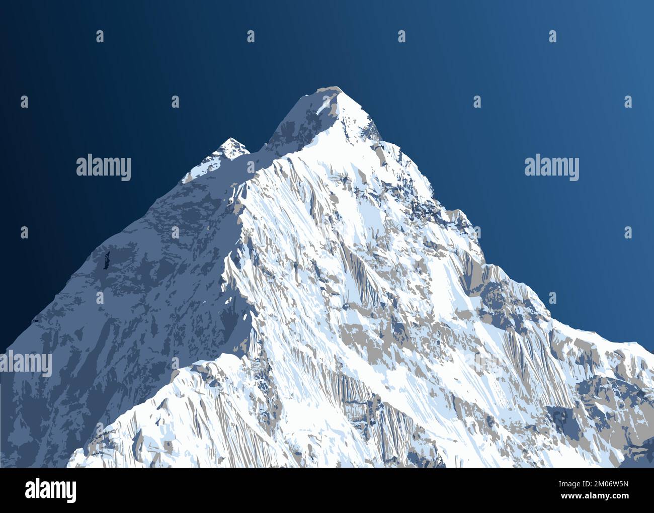 Der Berg Nuptse ist einer der besten Berge Nepals Stock Vektor