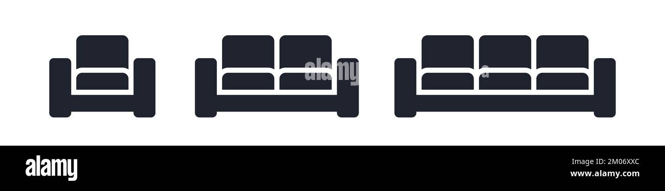 Symbol für Sessel, Sofa und Sitzreihe Stock Vektor
