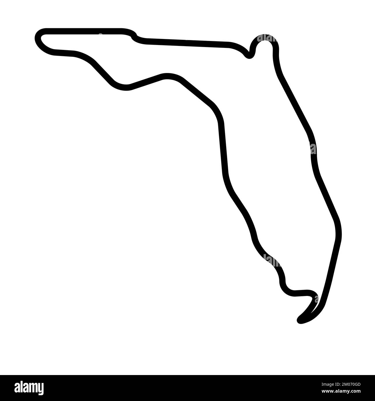Bundesstaat Florida, Vereinigte Staaten von Amerika, USA. Vereinfachte Darstellung mit dicken schwarzen Umrissen und abgerundeten Ecken. Einfache Darstellung eines flachen Vektors Stock Vektor