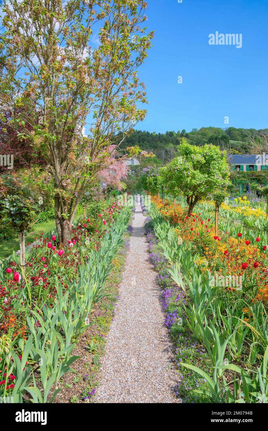 Claude Monets Haus und blühender Garten in Giverny, Frankreich Stockfoto