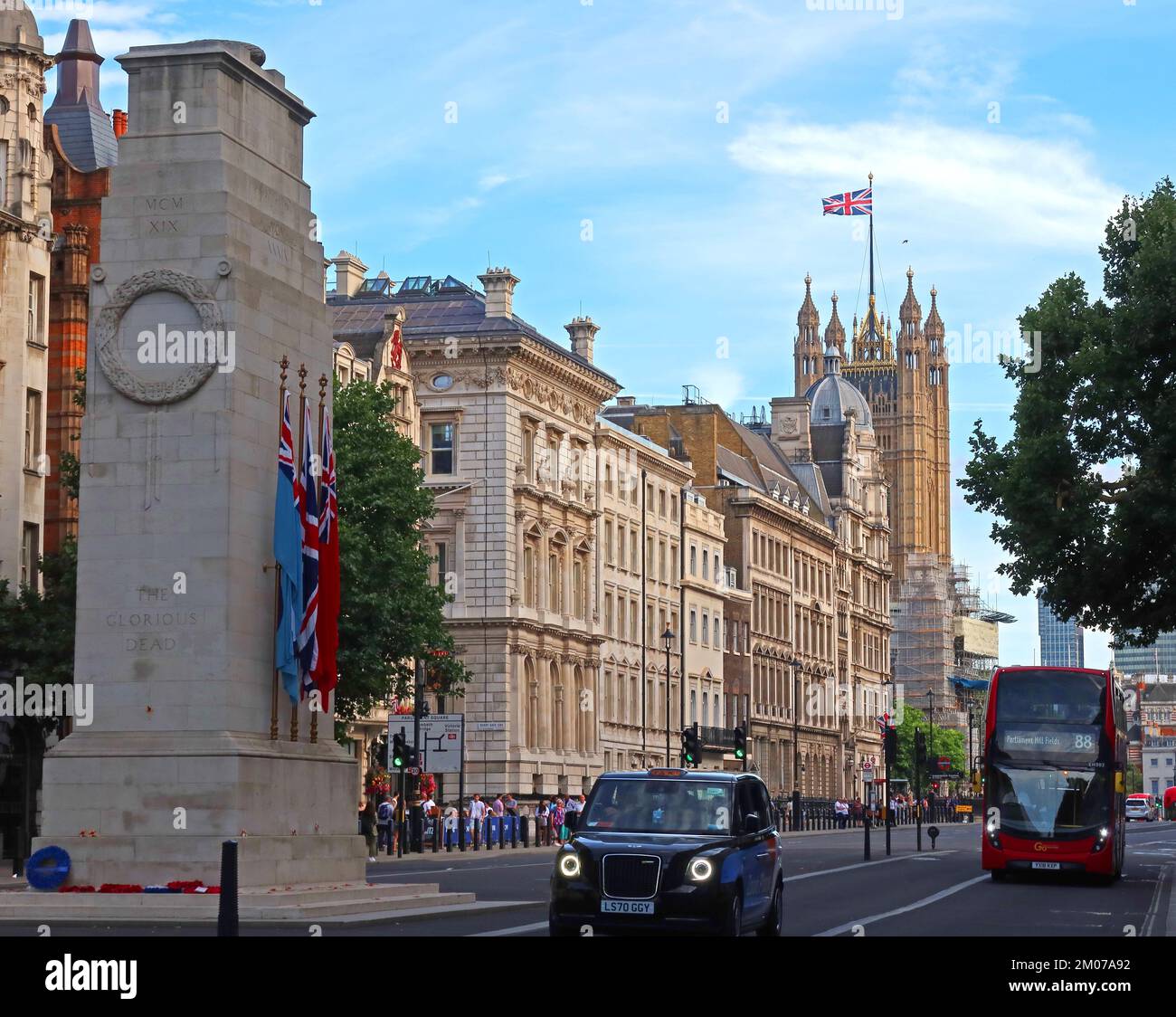 Cenotaph, Kriegsdenkmal, Whitehall, City of Westminster, London, England, Großbritannien, SW1, nationales Denkmal für die Briten und Commonwealth WW1 Tote Stockfoto