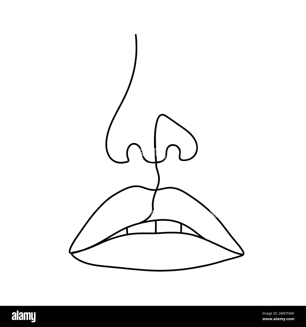 Elegante weibliche Lippen-Silhouette. Logo für permanenten Master. Handgezeichnetes Frauengesicht. Abstrakte Vektordarstellung in einem Linienstil. Schönheit Stock Vektor