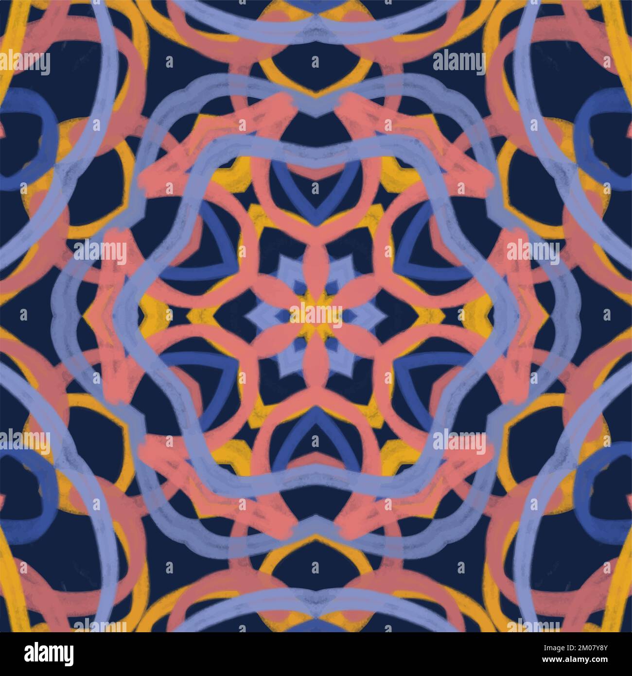 Eine abstrakte bunte, geometrische Blumenmuster, Mosaik, Geo-Kachel mit dünnen Linien Stock Vektor