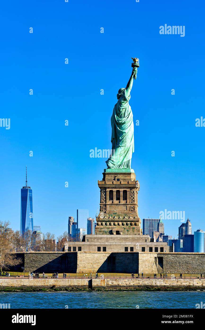 New York. Manhattan. Vereinigte Staaten. Die Freiheitsstatue auf Liberty Island Stockfoto