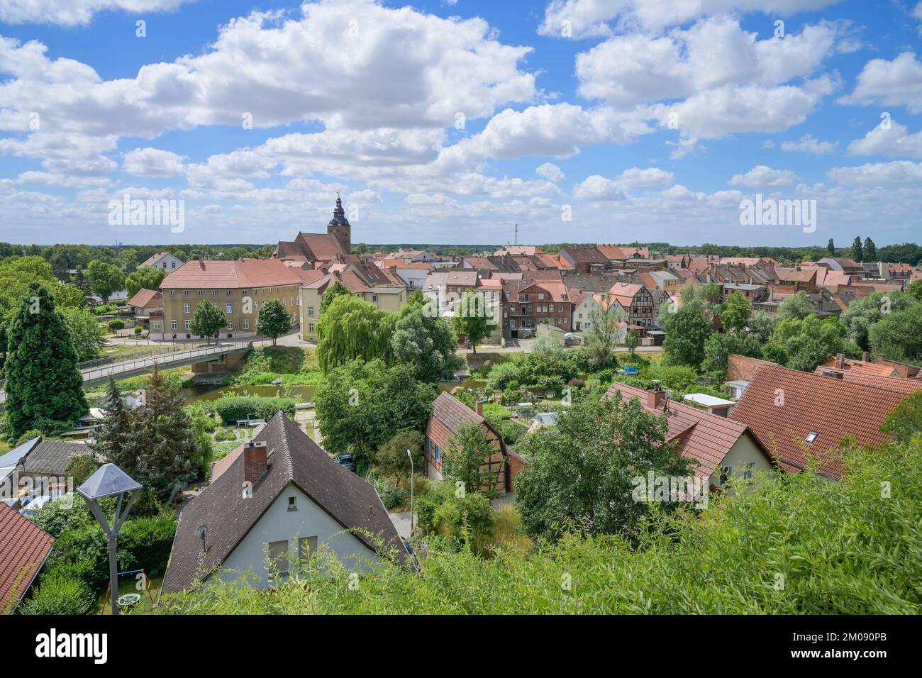 Stadtpanorama Altstadt Havelberg, Sachsen-Anhalt, Deutschland Stockfoto