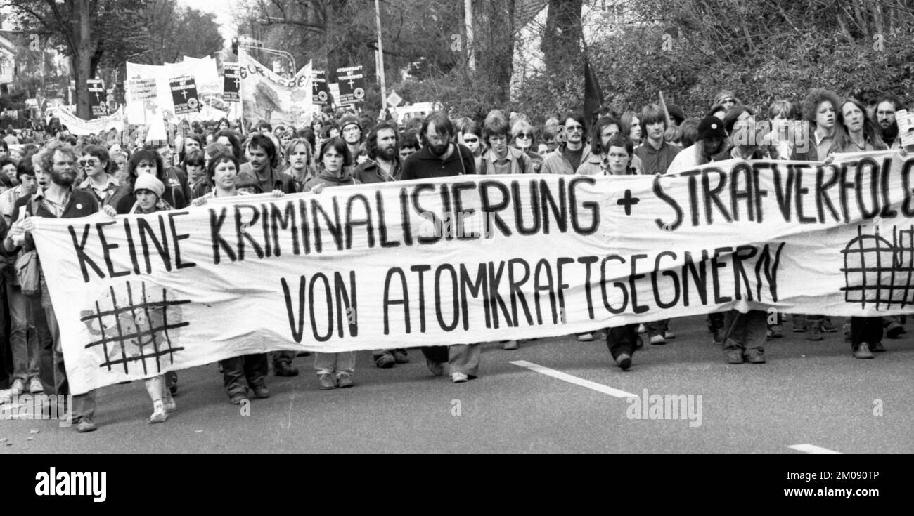 Mehr als 100 000 Menschen demonstrierten auf 14.100.1979 in Bonn, Deutschland, Europa gegen Atomkraft Stockfoto