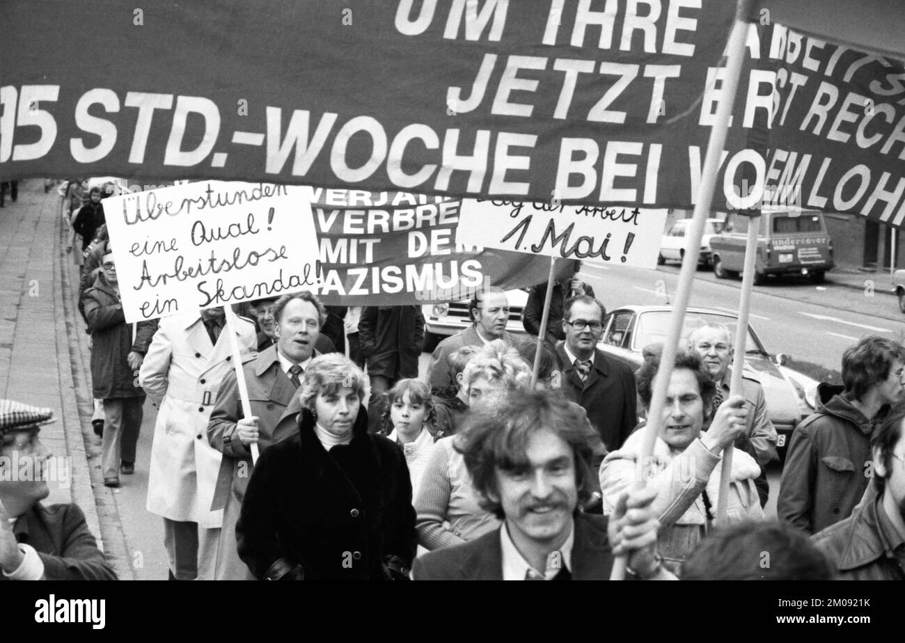 Demonstration des Deutschen Gewerkschaftsbundes (DGB) am 1. Mai 1979 in Dortmund, Deutschland, Europa Stockfoto