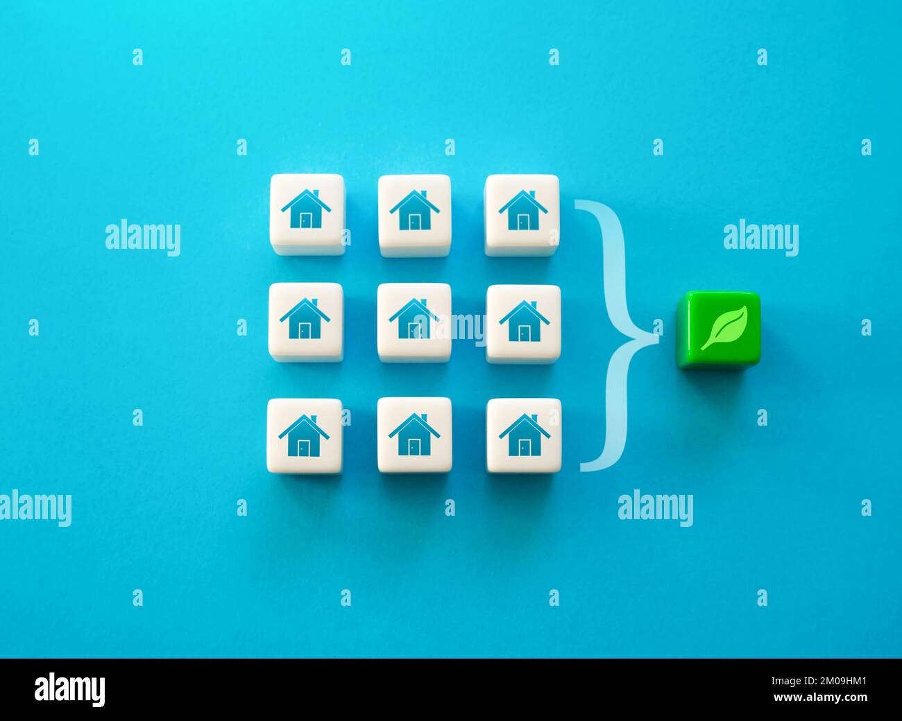 Wohnungen in Gemeinden emittieren keine Treibhausgase. Autonomie, umweltfreundlich, Selbstversorgung. Energieeffizienz. Grüne Technologien im Wohnungswesen. Umgebung Stockfoto