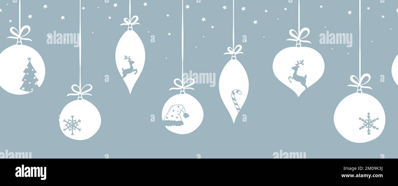 Niedliches, handgezeichnetes, nahtloses Weihnachtsdesign, horizontales Layout, ideal für Banner, Tapeten, Einladungen, Karten - Vektordesign Stock Vektor