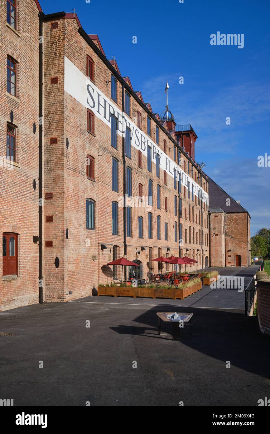 Ditherington Flax Mill, das weltweit erste Eisenrahmengebäude in Shrewsbury, Großbritannien Stockfoto