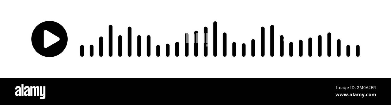 Audiowelle. Symbol klingt nach einem Lied. EQ. Podcast-Welle. Symbole auf isoliertem Hintergrund. Sprachnachricht. Vektordarstellung. Stock Vektor