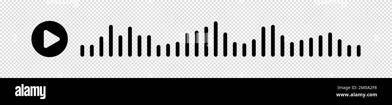 Audiowelle. Symbol klingt nach einem Lied. EQ. Podcast-Welle. Symbole auf isoliertem Hintergrund. Sprachnachricht. Vektordarstellung. Stock Vektor