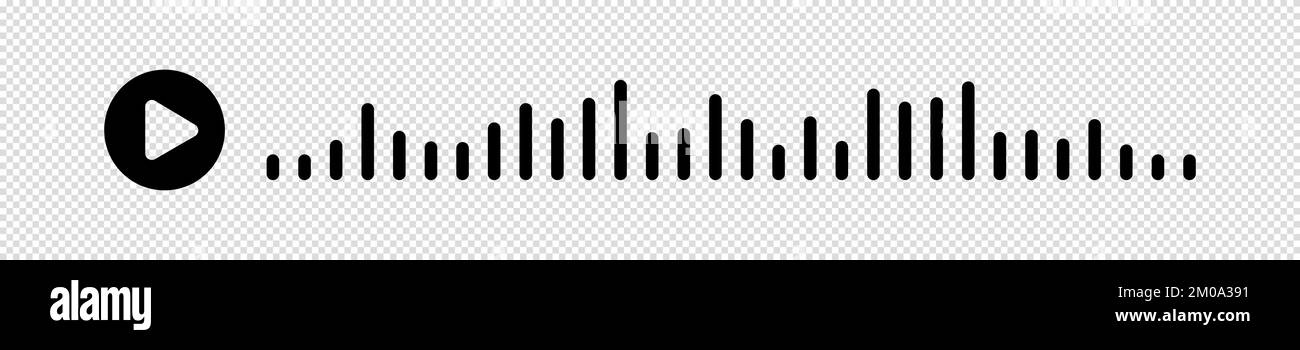 Audiowelle. Symbol klingt nach einem Lied. EQ. Podcast-Welle. Symbole auf isoliertem Hintergrund. Sprachnachricht. Vektordarstellung. Stock Vektor