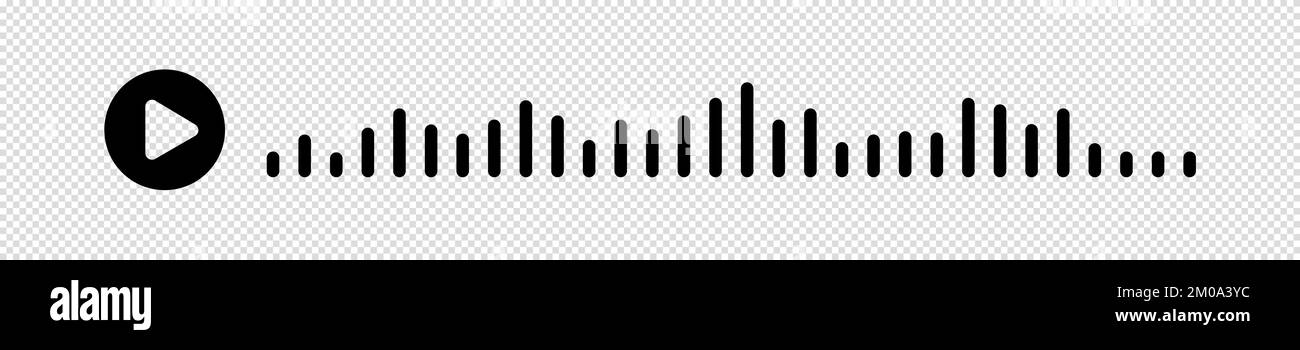 Audiowelle. Symbol klingt nach einem Lied. EQ. Podcast-Welle. Symbole auf isoliertem Hintergrund. Sprachnachricht. Vektordarstellung. Stock Vektor