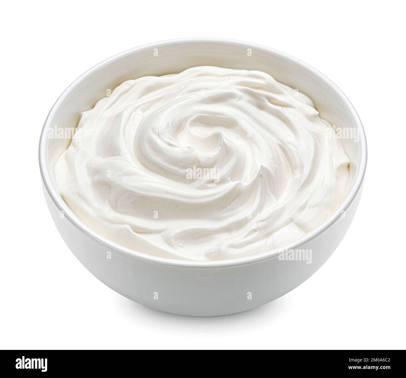 Joghurtschüssel isoliert auf weißem Hintergrund Stockfoto