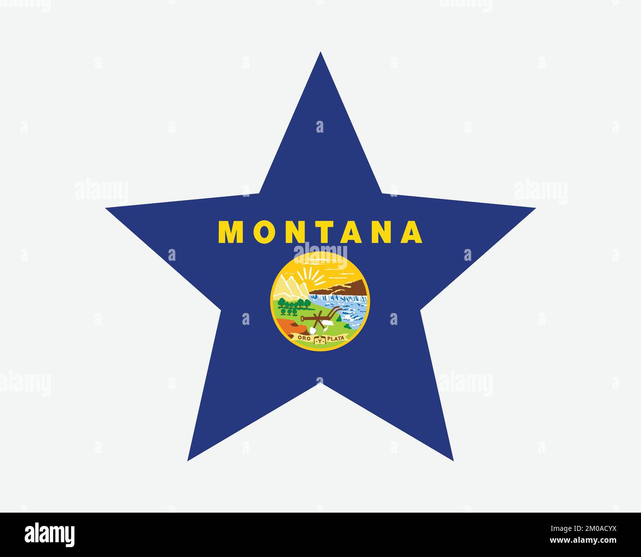 Montana Sternenflagge. MT USA Five Point Star Shape State Flag. Montanan US Banner Symbol Vector Flat Artwork Graphic Illustration Stock Vektor