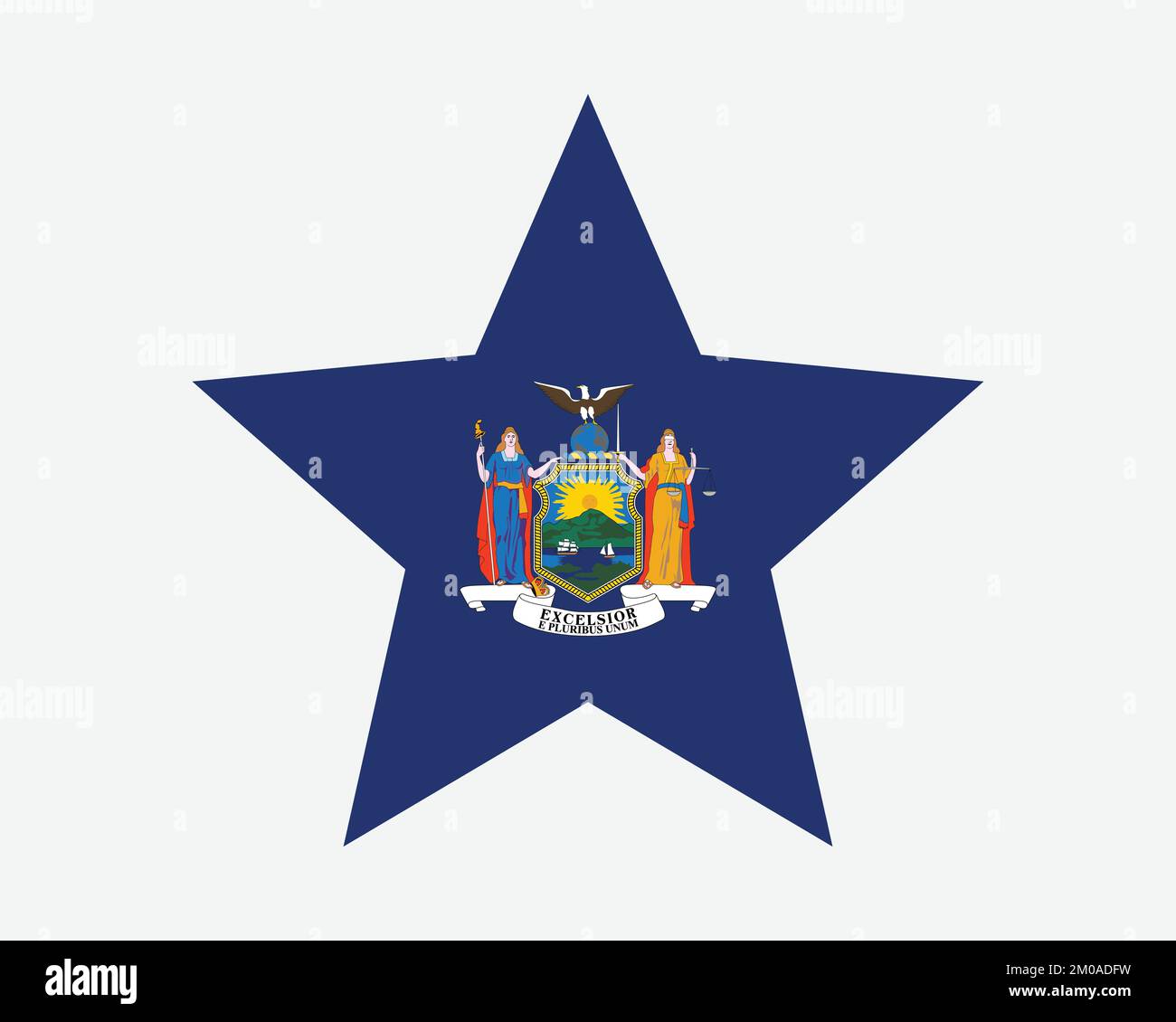 Die New Yorker Staatssternflagge. NY USA 5-Punkt-Sternform Staatsflagge. New Yorker US Banner Symbol Vektor flache Druckvorlage Grafik Stock Vektor