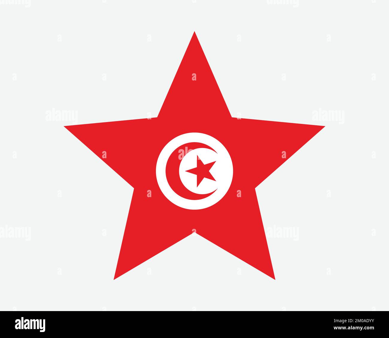 Tunesische Sternflagge. Tunesische Sternform. Tunesien Country National Banner Symbol Vector Flat Artwork Graphic Illustration Stock Vektor