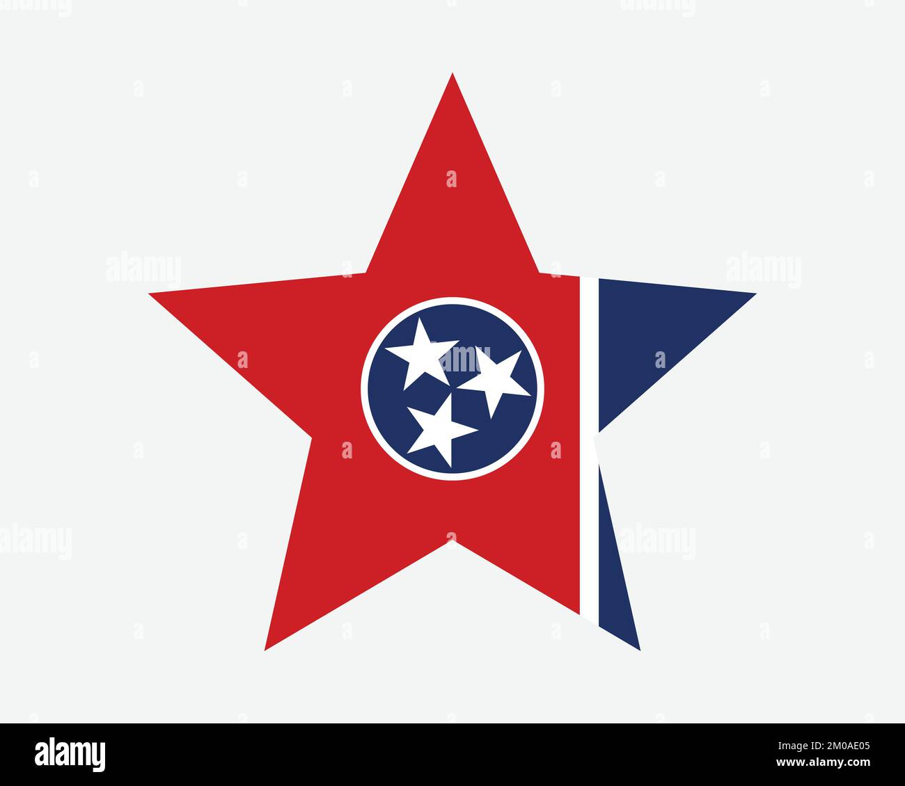 Tennessee Star Flag. TN USA 5-Punkt-Sternform Staatsflagge. Tennessean US Banner Symbol Vector Flat Artwork Graphic Illustration Stock Vektor