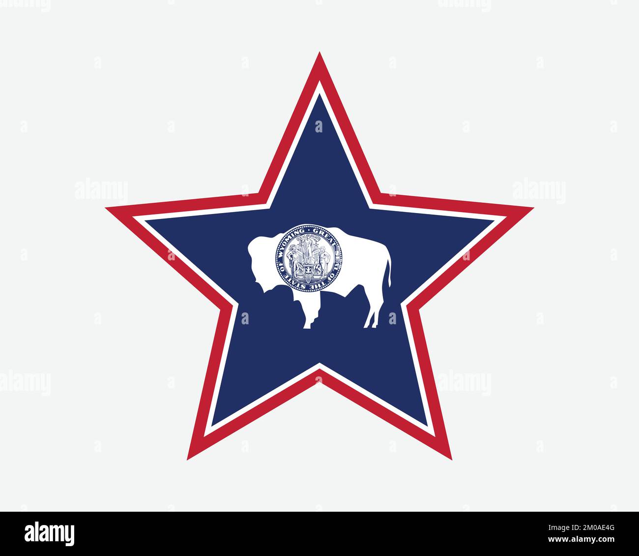 Wyoming Sternenflagge. WY USA 5-Punkt-Statusflagge in Sternform. Wyomingite Wyomingian US Banner Symbol Vector Flat Artwork Graphic Illustration Stock Vektor