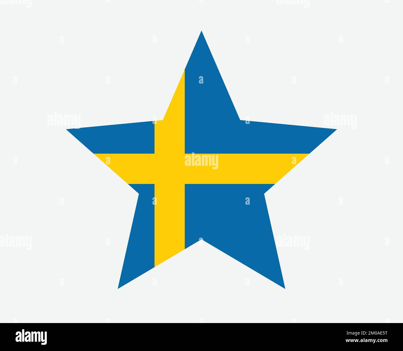 Schwedische Sternflagge. Schwedische Flagge In Sternform. Königreich Schweden Landessymbol Symbol Symbol Vektor flache Druckvorlagen Grafik Stock Vektor