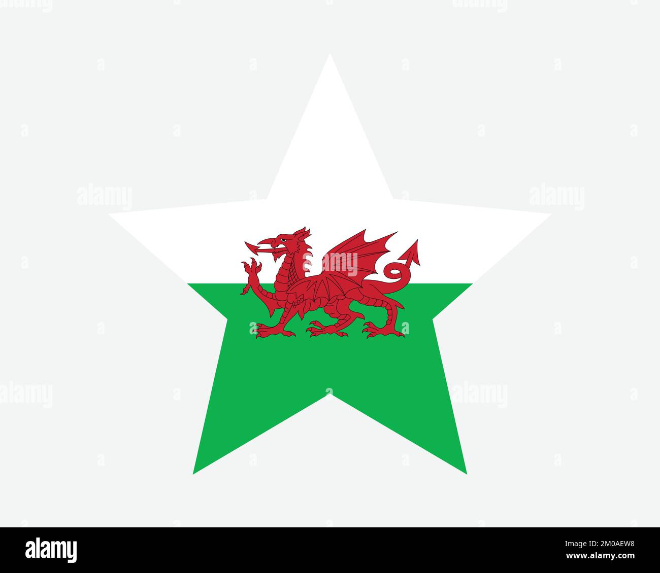 Wales Star Flag. Walisische Sternenflagge. Cymru UK Vereinigtes Königreich National Banner Symbol Symbol Vektor flache Druckvorlagen Grafik Stock Vektor