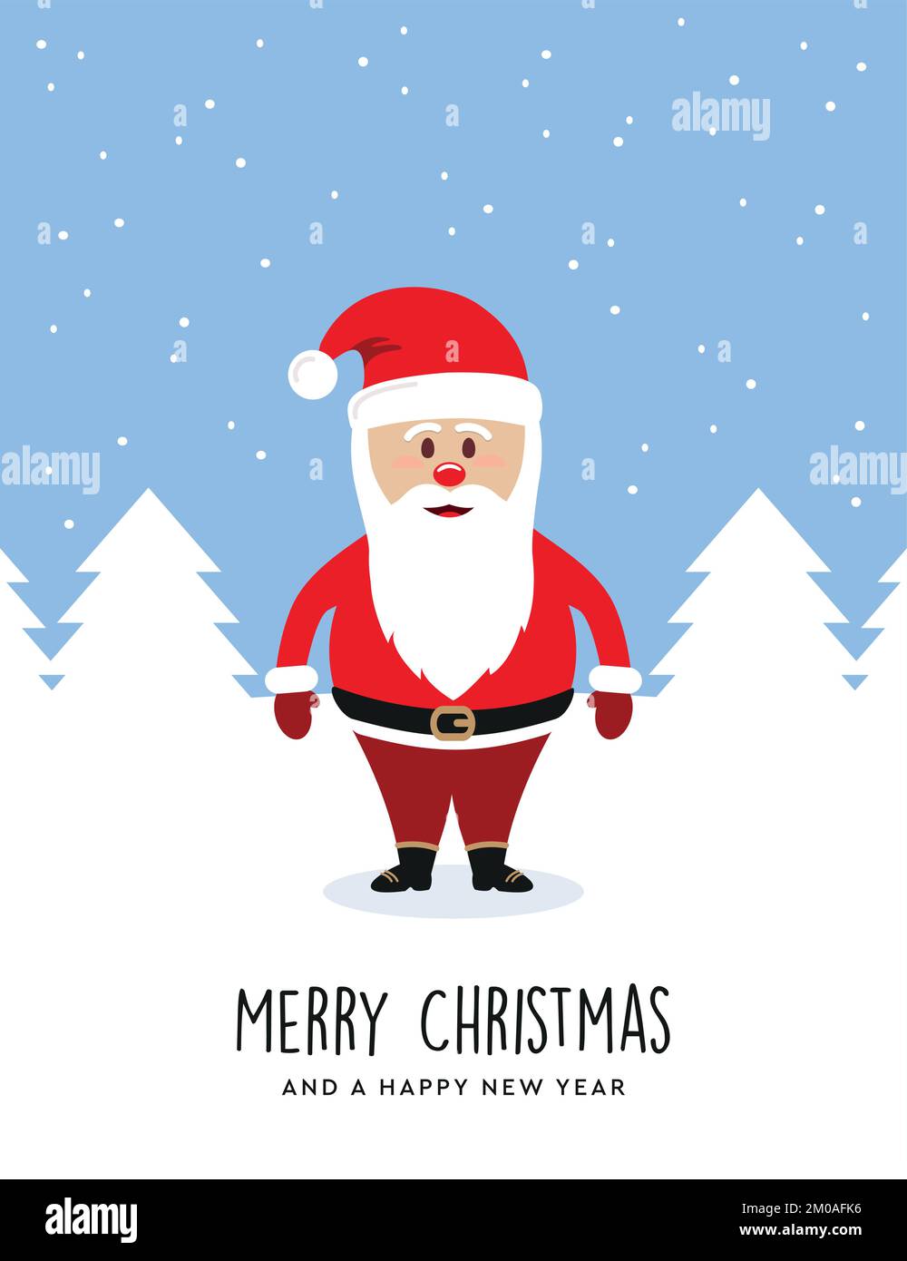 weihnachtsgrußkarte mit weihnachtsmann auf Winterlandschaft Stock Vektor