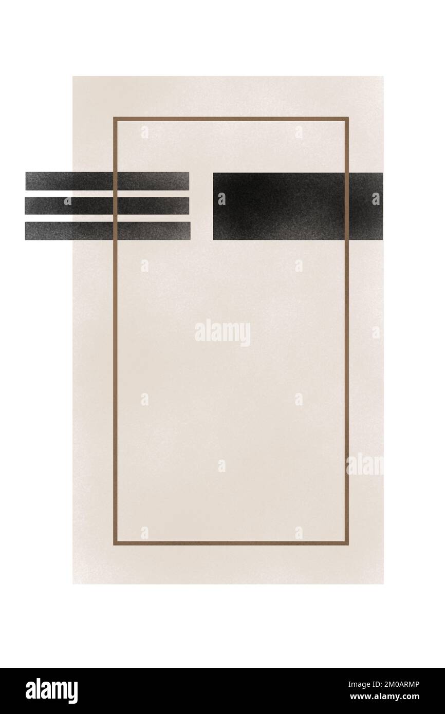 Grunge Pattern Moderne Linien in Schwarz und Beige. Einfache Linienart. Abstrakte Wanddekoration. Elegante Wandplakate. Stockfoto