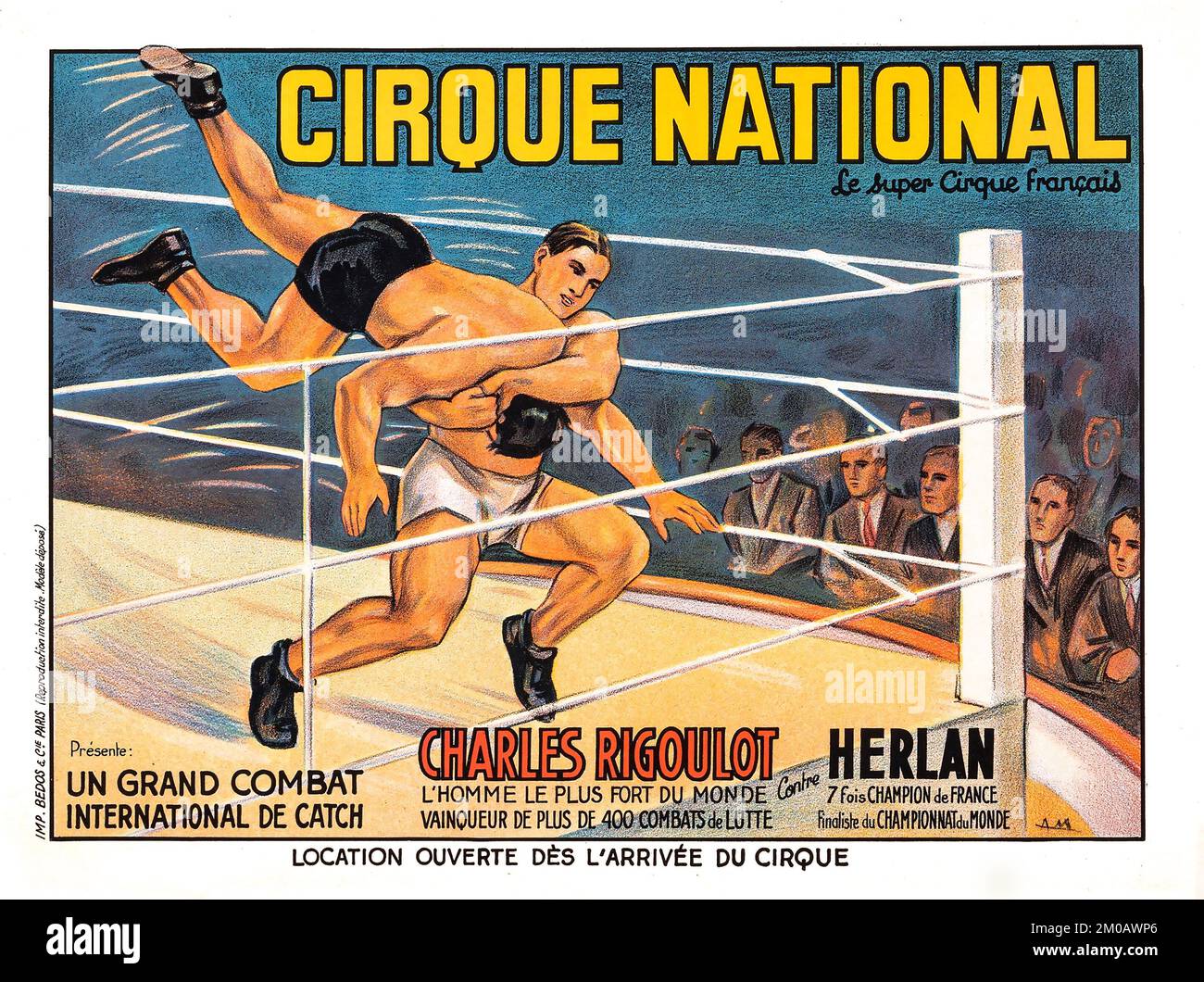 Cirque National (1920er). Französisches Wrestling-Poster Charles Rigoulot Stockfoto