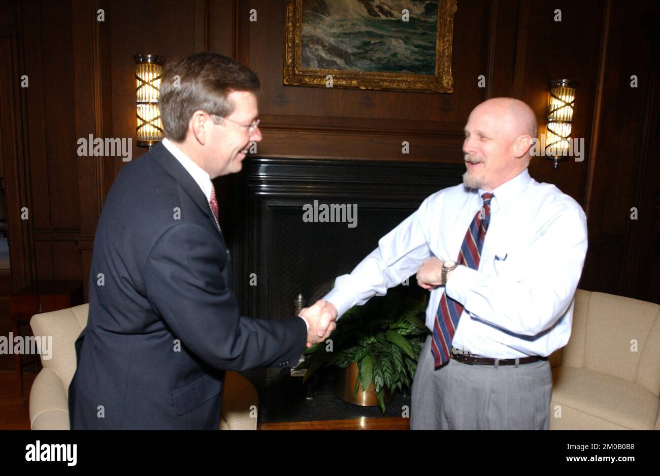 Administrator Mike Leavitt trifft Ted Stewart, Umweltschutzbehörde Stockfoto
