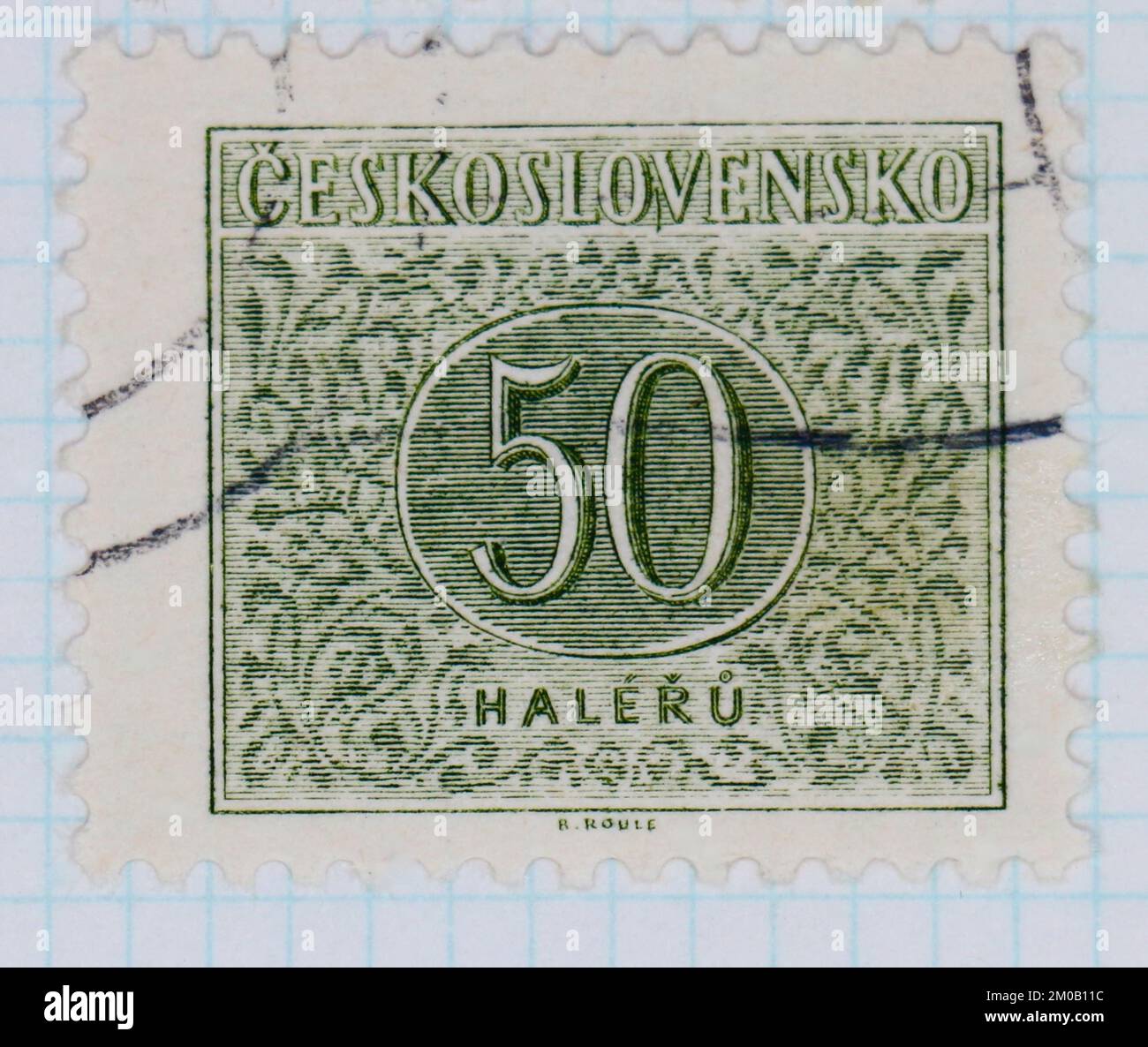 Foto einer Briefmarke der Tschechoslowakei New Number Drawing Porto Due Stamps 1954-1963 Stockfoto