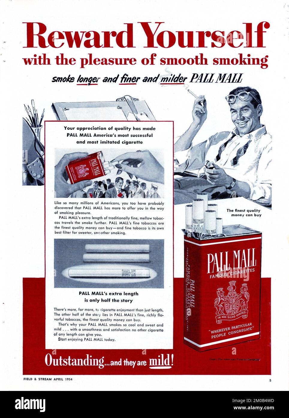 Vintage April 1954, Zeitschriftenanzeige „Field & Stream“, USA Stockfoto