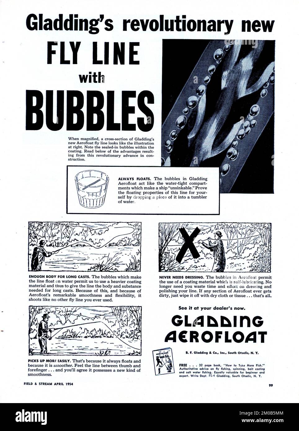 Vintage April 1954, Zeitschriftenanzeige „Field & Stream“, USA Stockfoto
