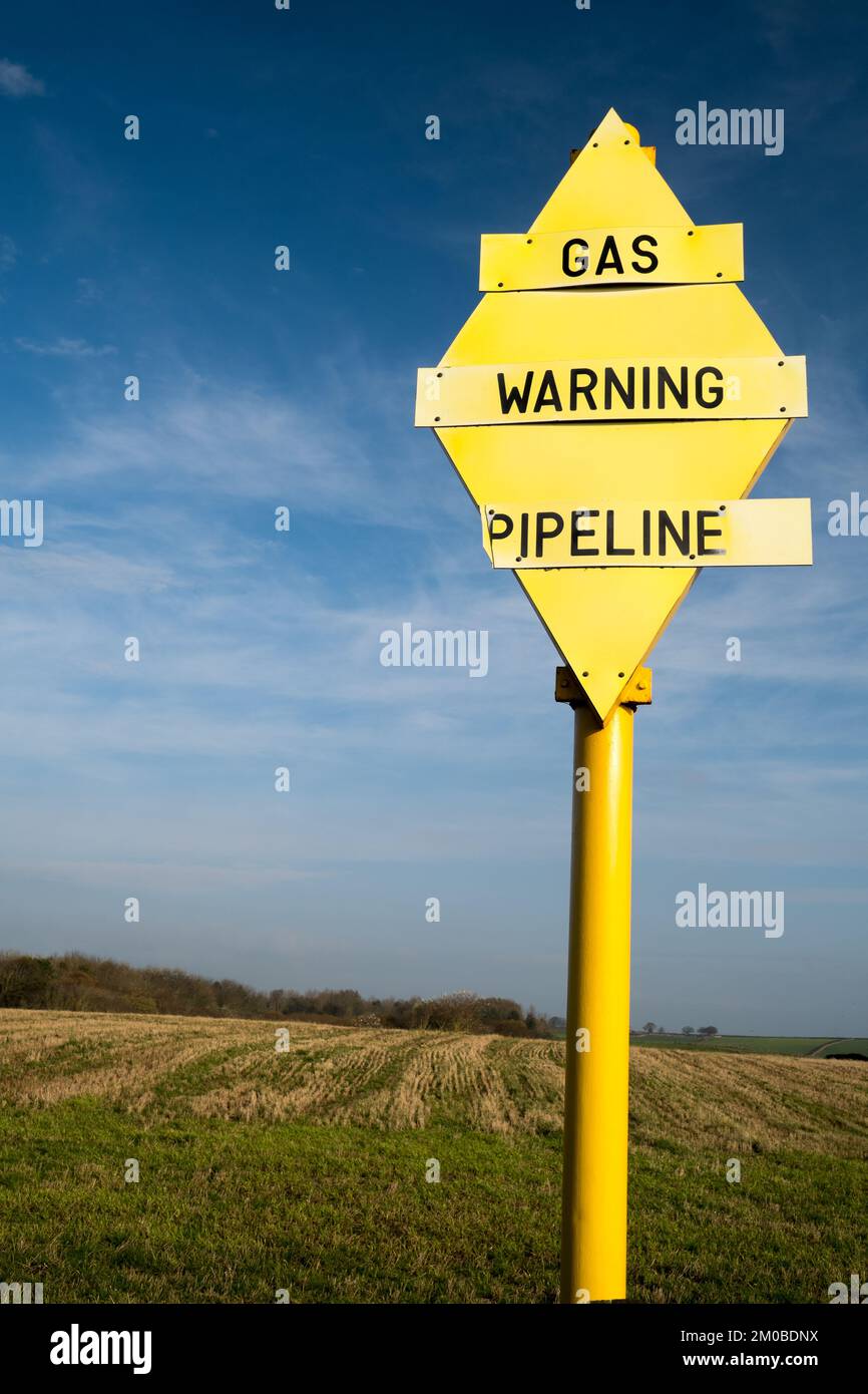 Warnschild Für Gasleitung Stockfoto