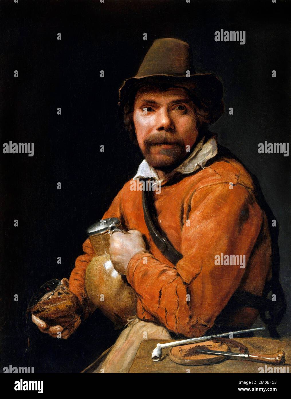 A man hält einen Krug vom flämischen Barockkünstler Michiel Sweerts (1618-1664), Öl auf Leinwand, c. 1660 Stockfoto