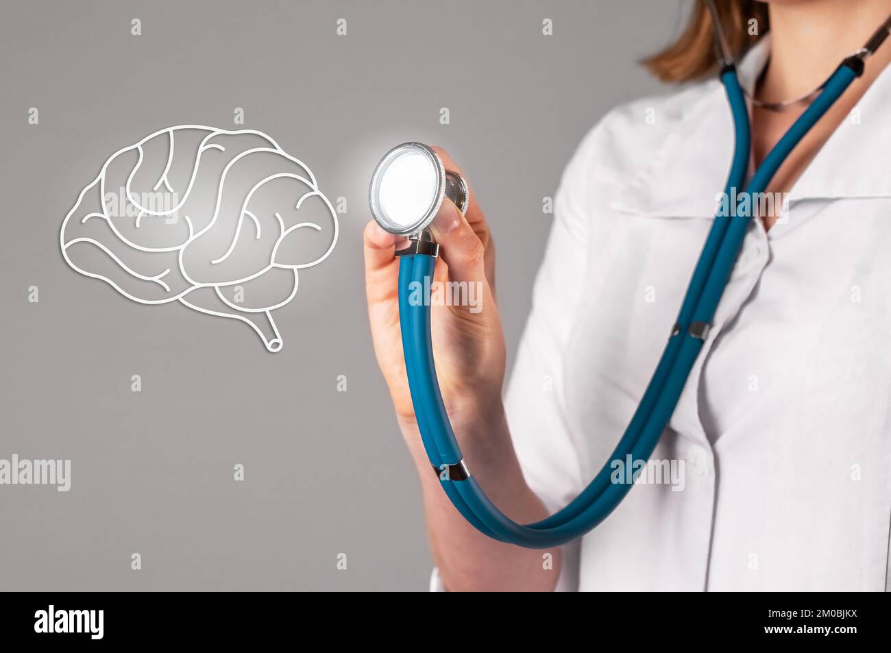 Gehirn, neurologisches Gesundheitskonzept. Neurologe diagnostizieren Organgesundheit. Hochwertiges Foto Stockfoto