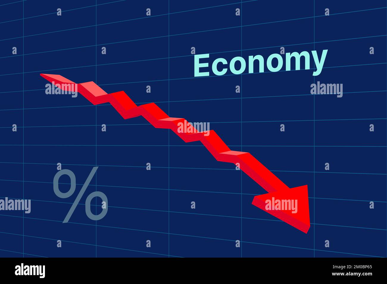 Wirtschaftskollaps mit rotem Pfeil nach unten: Finanzkrise. Vektordarstellung Stock Vektor