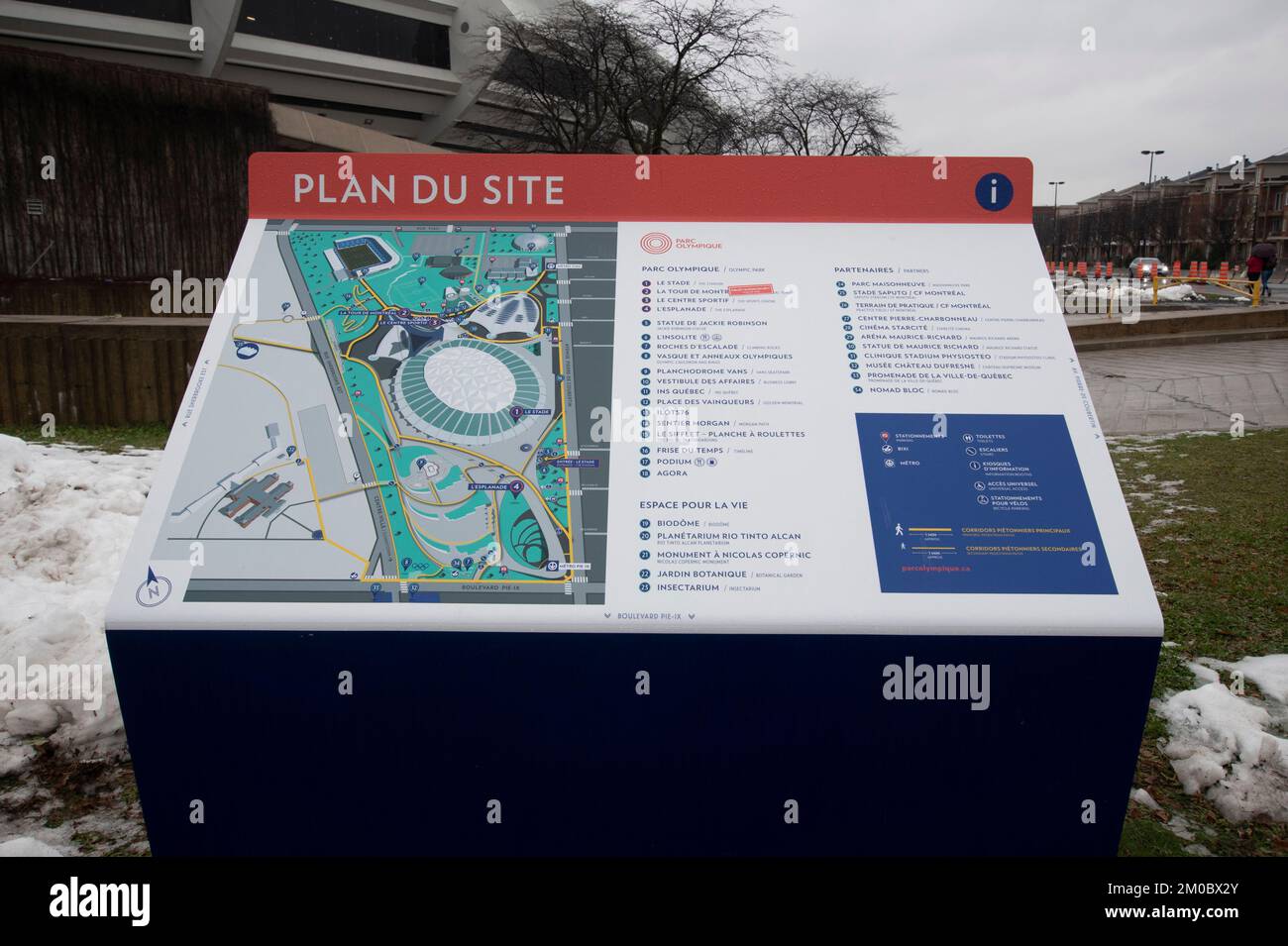 Plan für den Olympiapark in Montreal, Quebec, Kanada Stockfoto