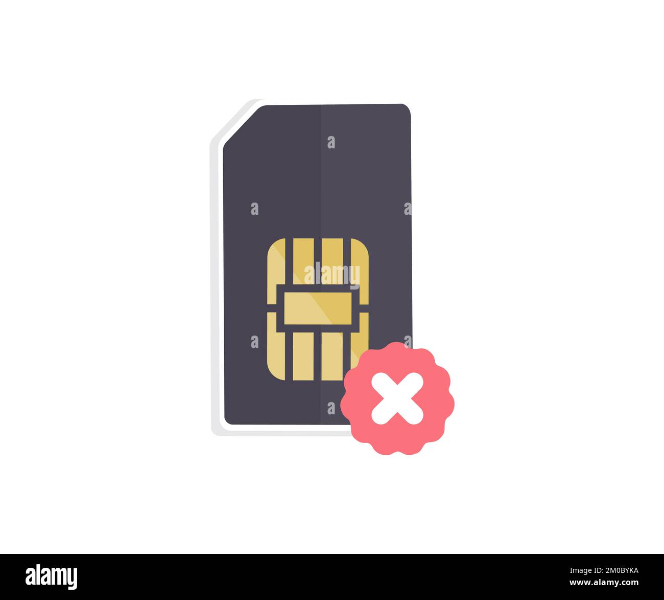 Symbol „SIM-Karte abgelehnt“ nicht genehmigtes Telefon-Logo-Design. Kein simcard-Schild. SIM-Karte hat Vektordesign und Illustration abgelehnt. Stock Vektor