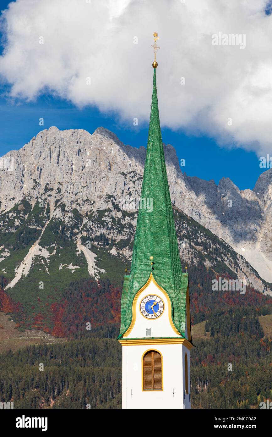 Pfarrkirche Ellmau am Wilden Kaiser, Tirol, Österreich Stockfoto