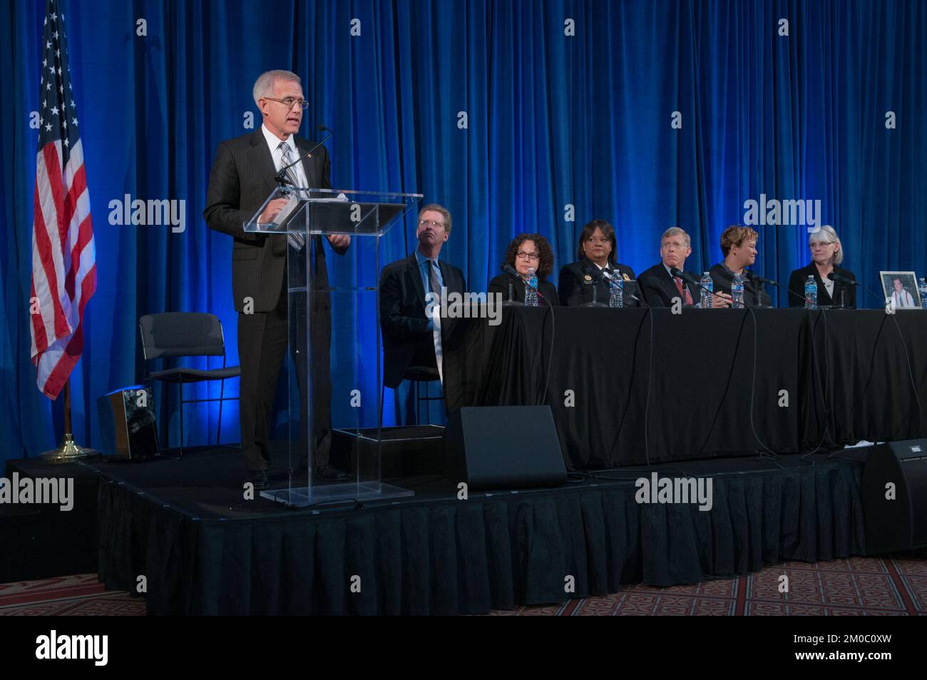 Büro des Administrators - Presseveranstaltung gesundes Wohnungswesen , Umweltschutzbehörde Stockfoto