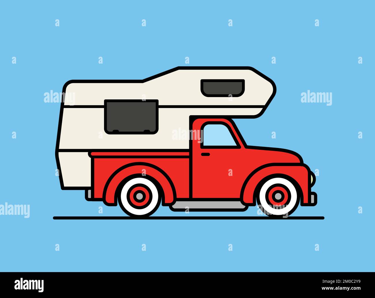 Caravan-illustration am besten für wohnmobile und outdoor-industrie geeignet,  vektor-weißer hintergrund