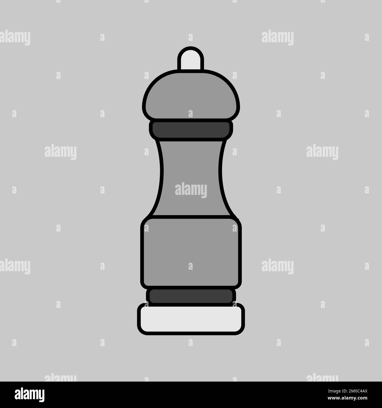 Symbol für den Vektor Graustufen der Pfeffermühle mit Gewürzmahlwerk. Küchengerät. Diagrammsymbol zum Kochen von Website-Design, Logo, App, UI Stock Vektor