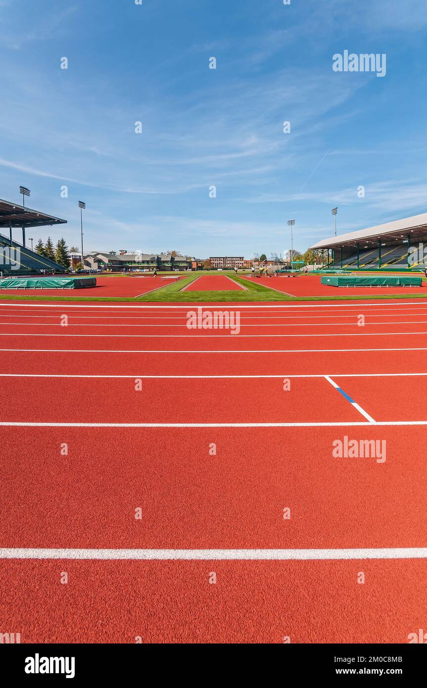 Leichtathletikstadion der University of Oregon, Hayward Field, in Eugene, Oregon. Stockfoto