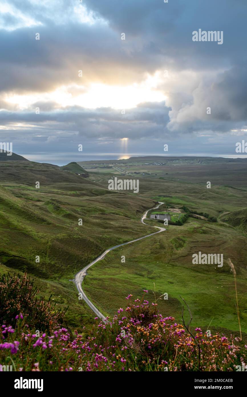 Sonnenaufgang am Quiraing, Isle Of Skye, Schottland Stockfoto