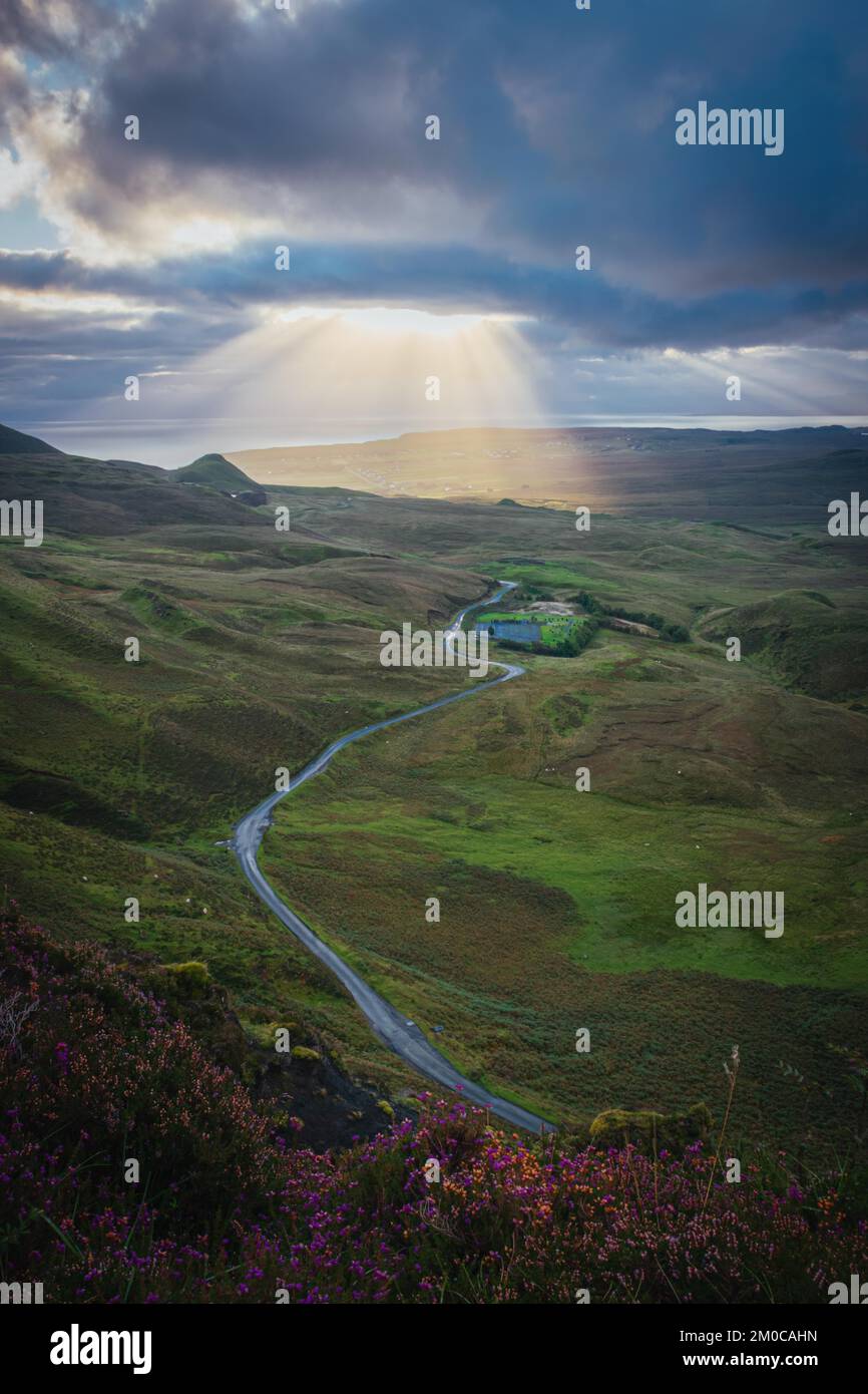 Sonnenaufgang am Quiraing, Isle Of Skye, Schottland Stockfoto
