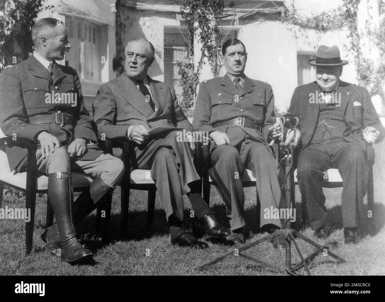KONFERENZ IN CASABLANCA am 14. Januar 1943. Von links: Henri Giraud, Franklin D. Roosevelt, Charles de Gaulle, Winston Churchill Stockfoto