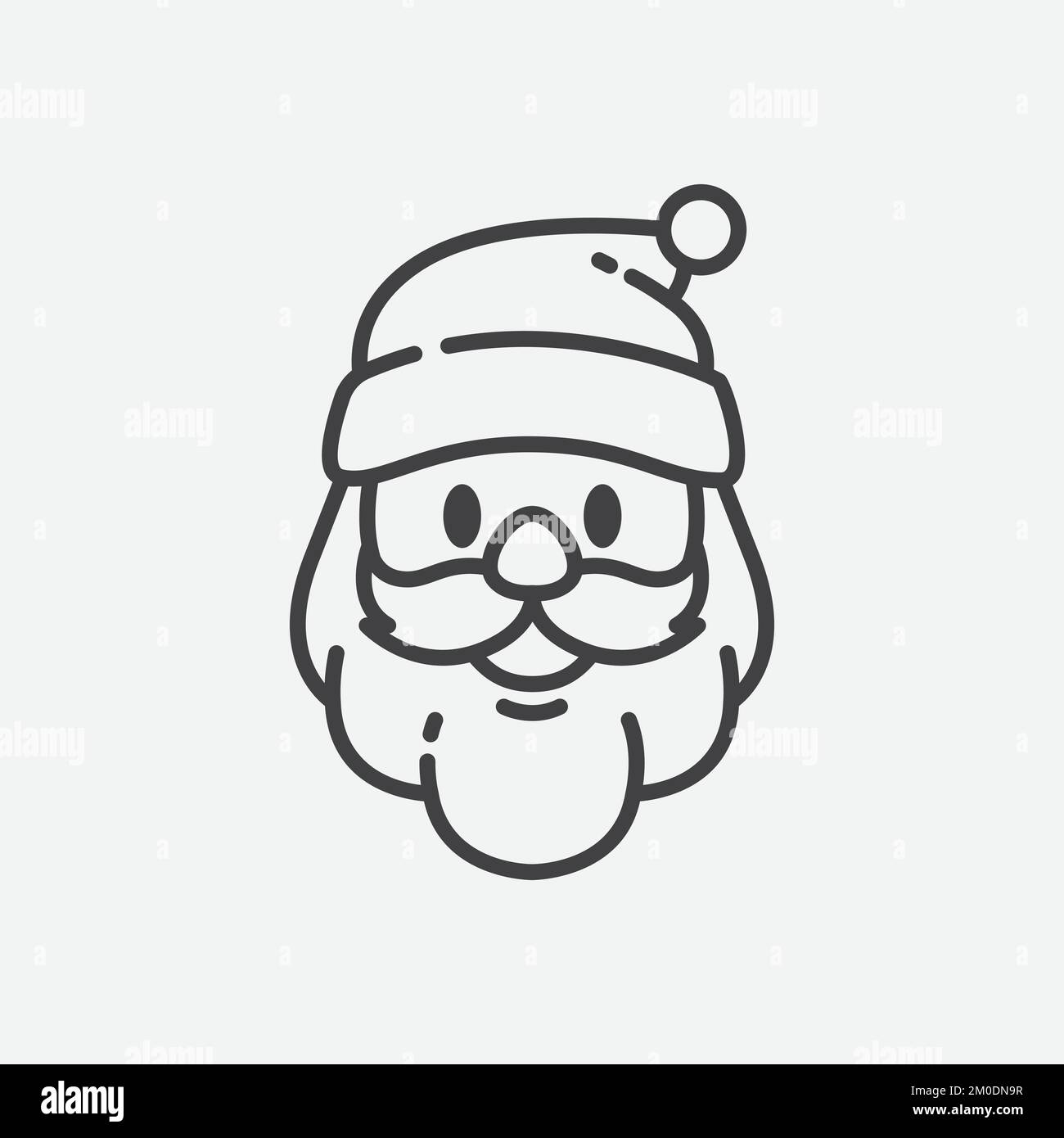 Weihnachtsmann-Ikone. Weihnachtsmann-Gesicht in flachem Design. Vorlage für Weihnachtskarten. Der weihnachtsmann hat einen Bart. Weihnachtsvektordarstellung Stock Vektor