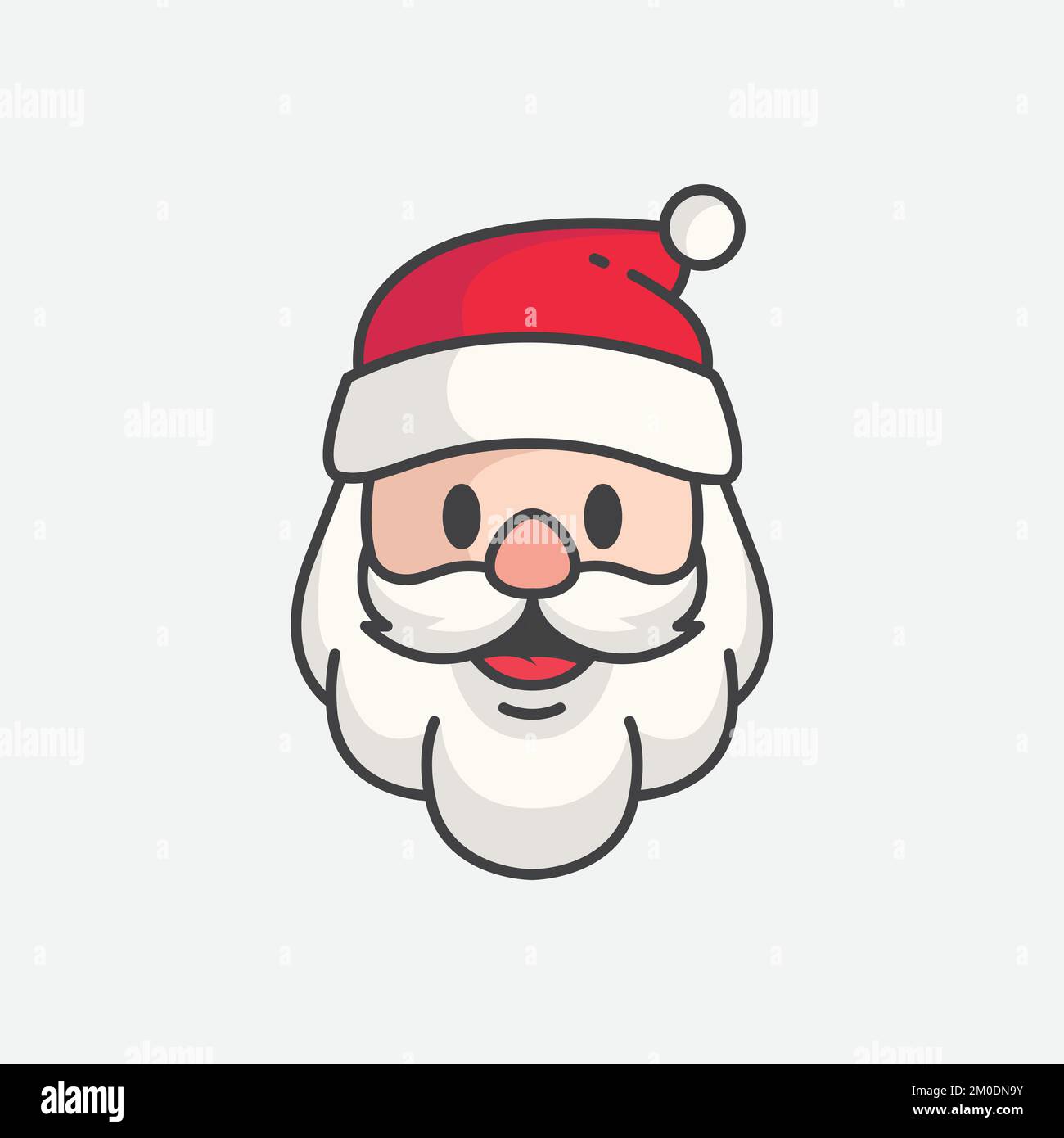 Weihnachtsmann-Ikone. Weihnachtsmann-Gesicht in flachem Design. Vorlage für Weihnachtskarten. Der weihnachtsmann hat einen Bart. Weihnachtsvektordarstellung Stock Vektor