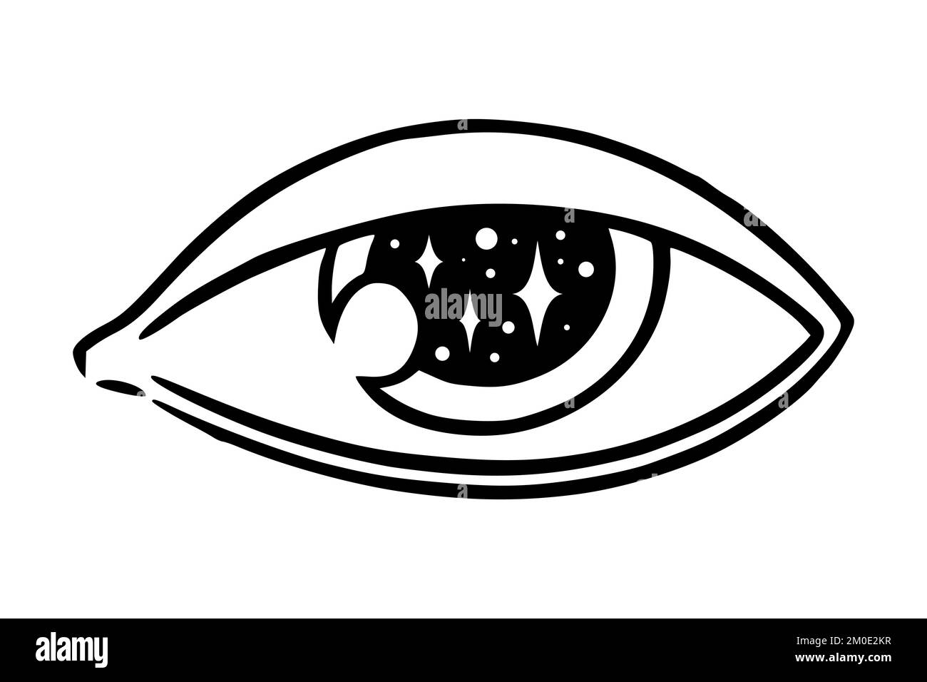 Das Illuminati-Auge der Freimaurerverband. Tarot drittes Auge mit Galaxie im Inneren. Vektordarstellung isoliert auf weißem Hintergrund Stock Vektor
